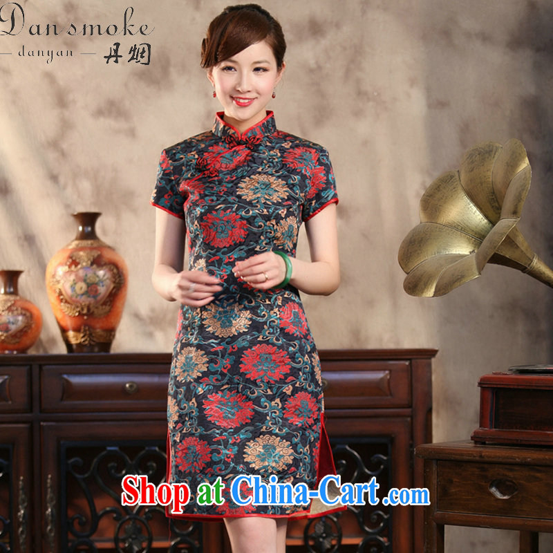 Bin Laden smoke-free summer, new outfit, Ms. Tang with Chinese improved the collar retro jacquard flower rich beauty short dresses such as the color 2 XL, Bin Laden smoke, shopping on the Internet