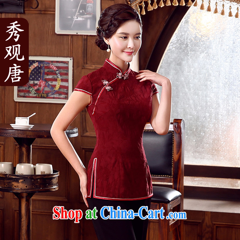 The CYD HO Kwun Tong' MR NGAN KAM-CHUEN (The 2015 summer Chinese T-shirt Chinese, improved Chinese blouses maroon XXXL, Sau looked Tang, shopping on the Internet