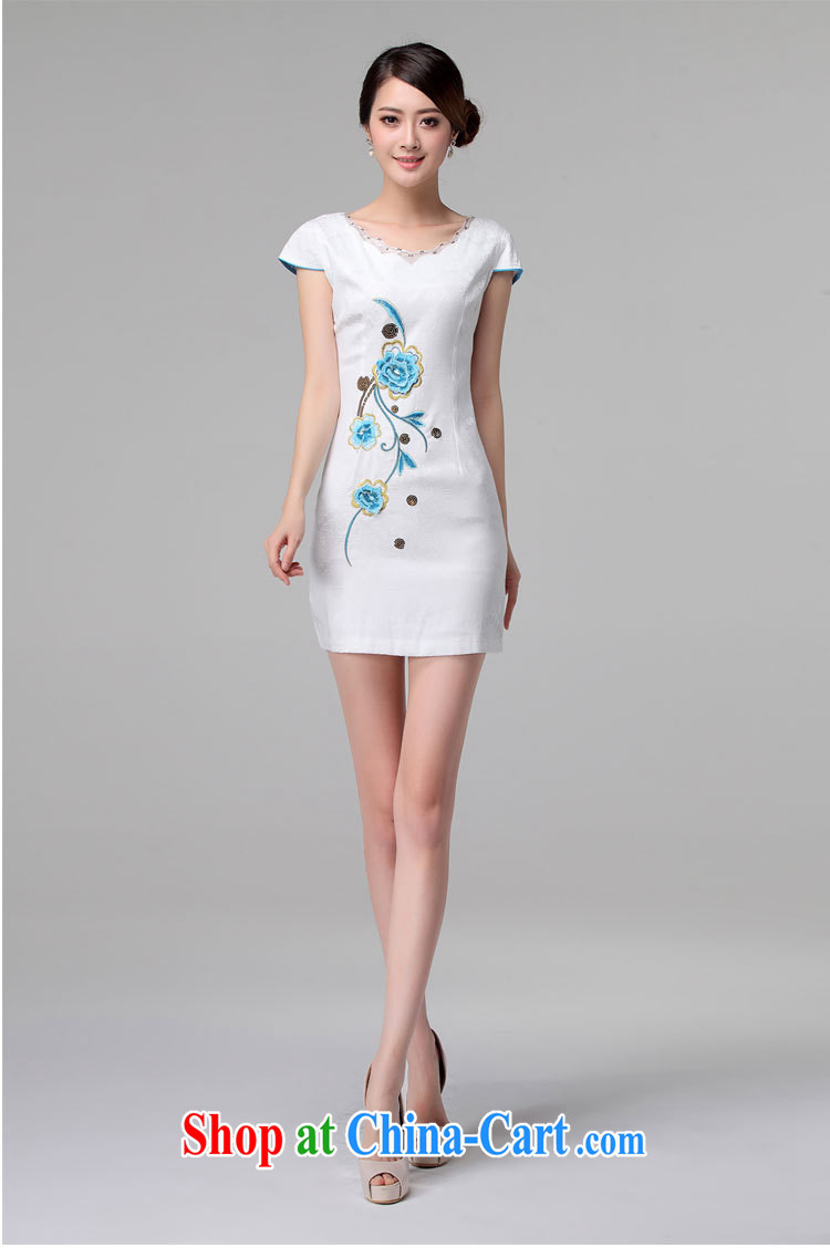 2015 spring and summer new short-sleeve cheongsam dress retro beauty graphics thin dresses short embroidered embroidery cheongsam m yellow XXL pictures, price, brand platters! Elections are good character, the national distribution, so why buy now enjoy more preferential! Health