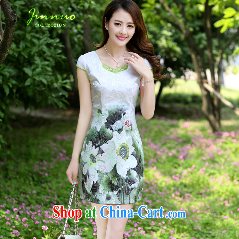 kam world the Hyatt summer new women I should be grateful if you would have green blossoms, cultivating graphics gaunt waist cheongsam improved daily dress short skirt dress dress bridal replacing the doors Green lotus 3 XL, Kam-world, Yue, and shopping o