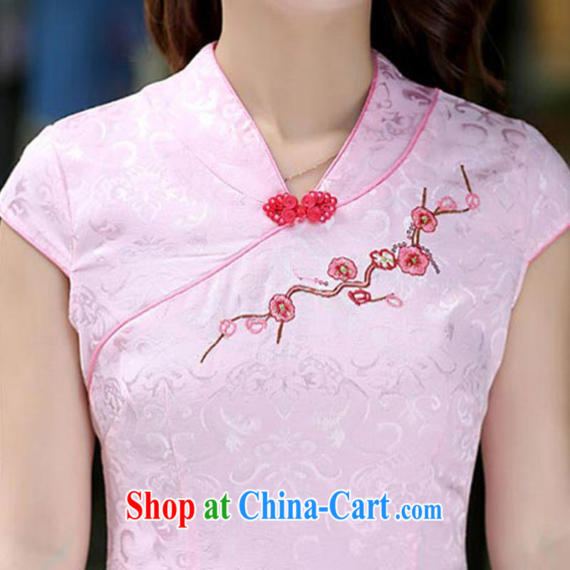 2015 summer new dresses and stylish dress retro sleeveless National Service girls with short dress 1604 pink XL, Chun Yat-wah (QueensMakings), online shopping