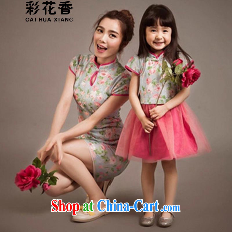 Colorful Flowers 2015 summer new stylish and parent-child fashion Ethnic Wind lace dresses and female Kit skirt 805 photo color 115 CM, flowers (CAI HUA XIANG), online shopping