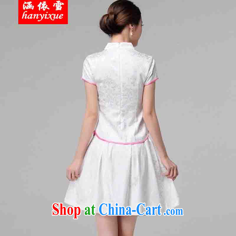 covered by snow in accordance with 2015 spring and summer clothes new beauty routine retro long-sleeved improved cheongsam stylish two-piece with white XL, covered in snow, shopping on the Internet
