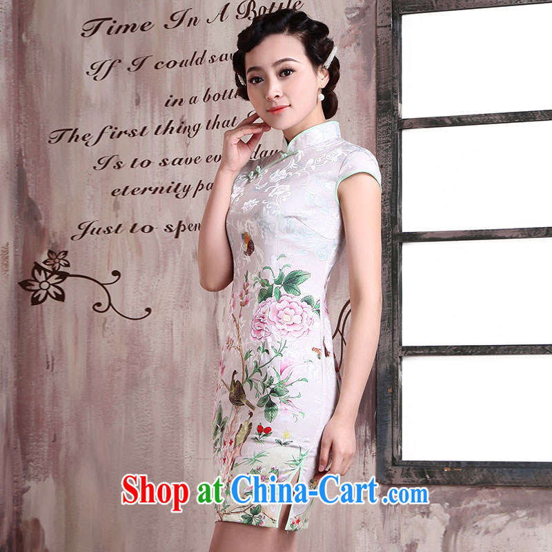 Jubilee 1000 bride spring 2015 new retro style dress improved stylish short, Ms. Tang with lace summer day qipao X 131 singing birds and fragrant flowers XXL, 1000 Jubilee bride, shopping on the Internet