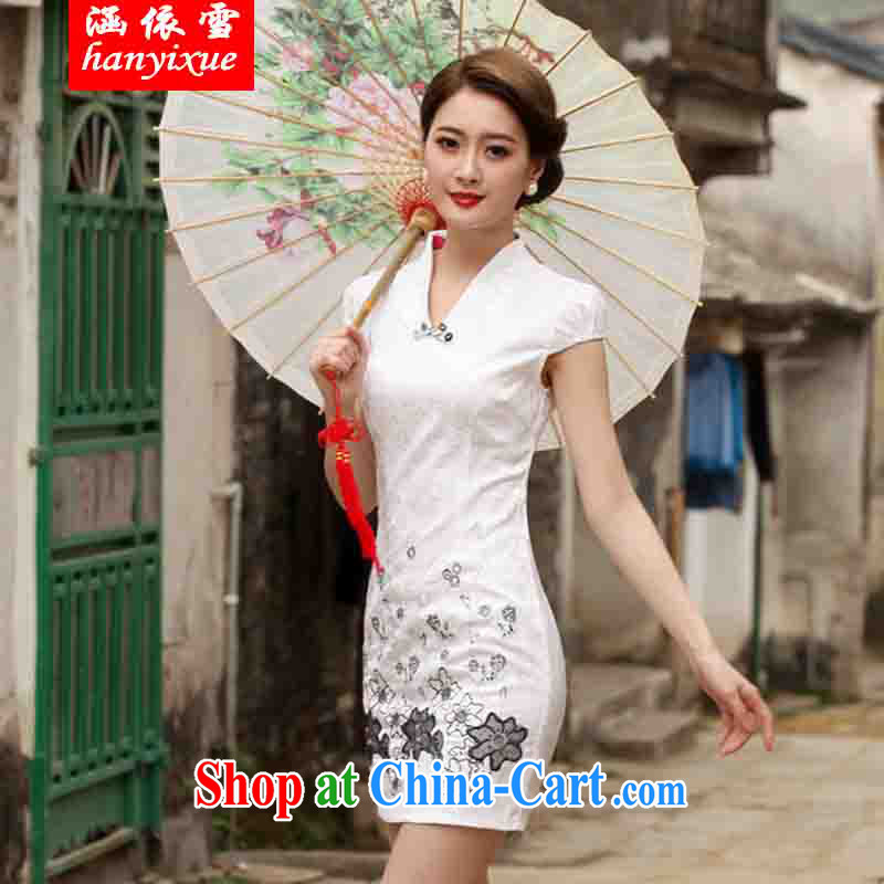 covered by snow in 2015 new Stylish retro short dresses summer improved cheongsam dress, daily outfit skirt pink XXL, covered in snow, and shopping on the Internet