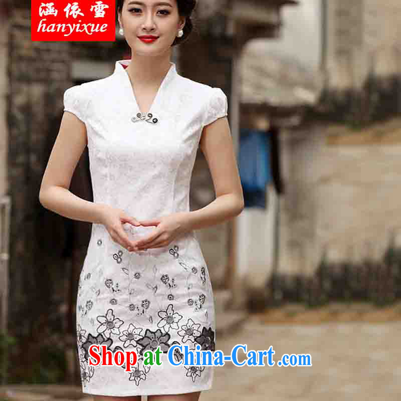 covered by snow in 2015 new Stylish retro short dresses summer improved cheongsam dress, daily outfit skirt pink XXL, covered in snow, and shopping on the Internet