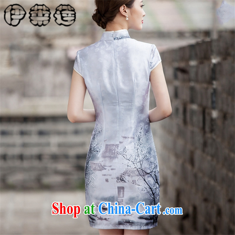 Mr. Lin 2015 summer classic landscape paintings short-sleeve cheongsam dress retro fashion China wind without the forklift truck flap sporting temperament, short cheongsam water color XXL, Mr. HELENE ELEGANCE (ILELIN), shopping on the Internet