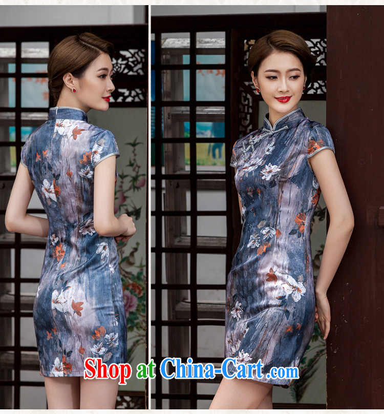 Mr. Lin 2015 summer, Retro Ethnic Wind Chinese beauty graphics thin short sleeve cheongsam dress stamp painting short stretch cotton robes XL painting pictures, price, brand platters! Elections are good character, the national distribution, so why buy now enjoy more preferential! Health