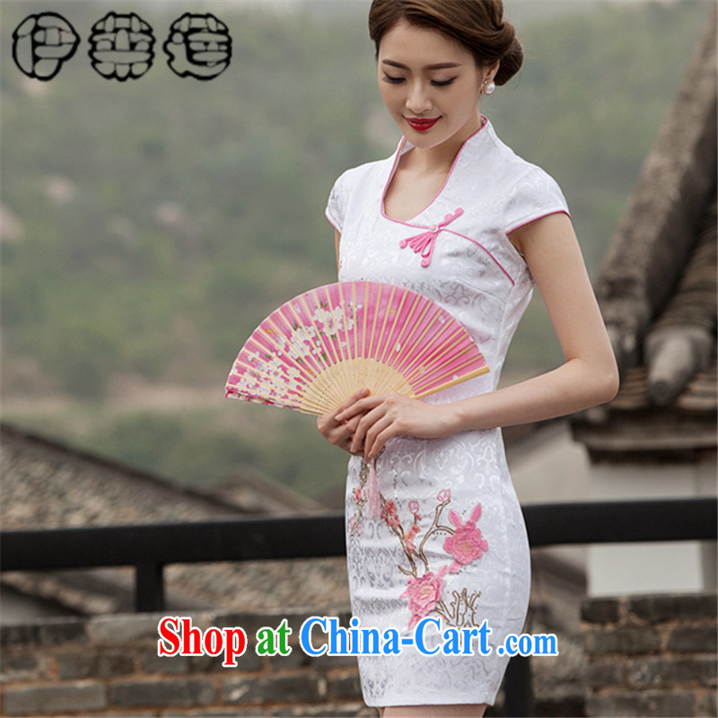Mr. Lin 2015 summer short, with high-end style embroidery improved stylish daily ritual clothing dresses beauty graphics thin without the forklift truck retro short cheongsam dress pink XL, Mr. HELENE ELEGANCE (ILELIN), online shopping