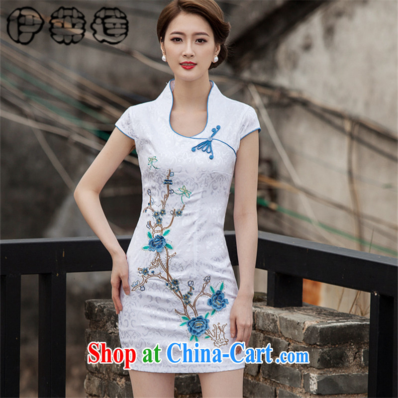 Mr. Lin 2015 summer short, with high-end style embroidery improved stylish daily ritual clothing dresses beauty graphics thin without the forklift truck retro short cheongsam dress pink XL, Mr. HELENE ELEGANCE (ILELIN), online shopping
