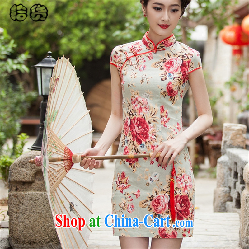 Pick up the 2015 summer stylish and elegant antique dresses stamp duty-day short-cut sporting Chinese beauty graphics thin cotton dress further skirts girls short skirts XXL suit, pick up (shihuo), online shopping