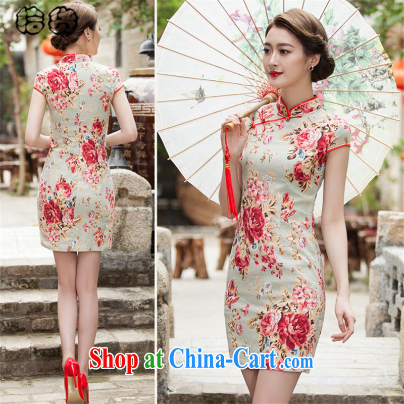 Pick up the 2015 summer stylish and elegant antique dresses stamp duty-day short-cut sporting Chinese beauty graphics thin cotton dress further skirts girls short skirts XXL suit, pick up (shihuo), online shopping