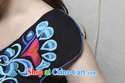 801 W Ethnic Wind female spring and summer new sexy V collar embroidered cotton short-sleeved shirt T Butterfly Dance black L pictures, price, brand platters! Elections are good character, the national distribution, so why buy now enjoy more preferential! Health