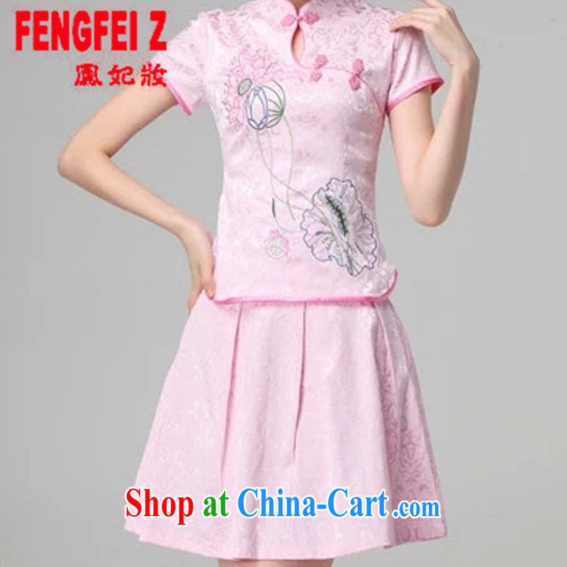 Feng Fei, Colombia 2015 spring and summer female New Sau San daily retro long-sleeved improved stylish outfit two piece kit #1121 white short-sleeved L, Fung Princess ornaments (FENGFEIZ), online shopping