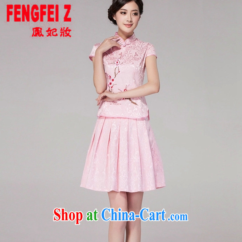 Bong-Princess, Colombia 2015 spring and summer new women with short daily cheongsam dress high-end retro style two-part kit #1125 white XXL, Fung Princess ornaments (FENGFEIZ), online shopping