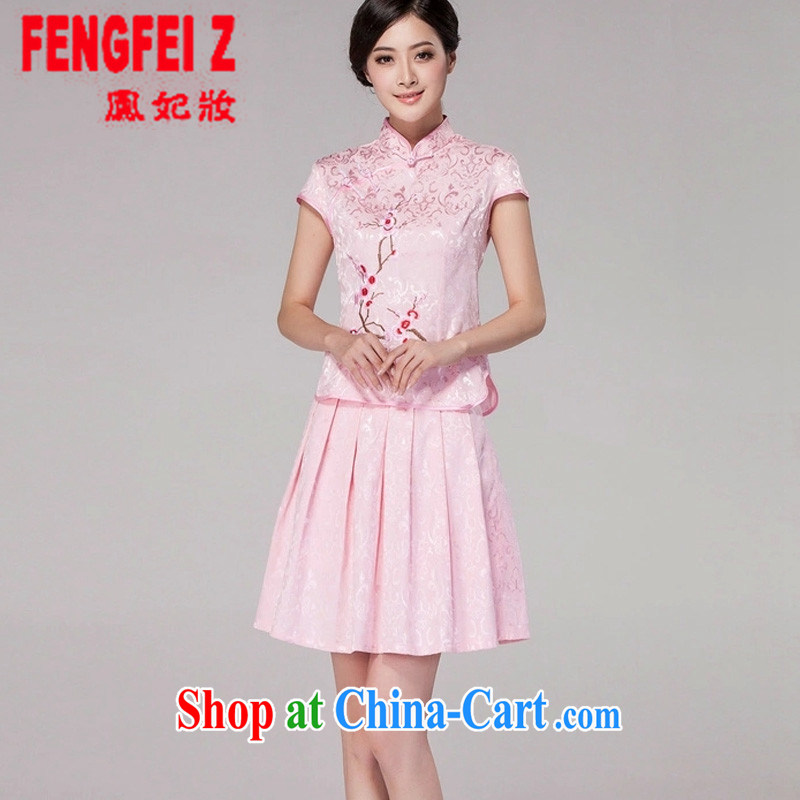 Bong-Princess, Colombia 2015 spring and summer new women with short daily cheongsam dress high-end retro style two-part kit #1125 white XXL, Fung Princess ornaments (FENGFEIZ), online shopping