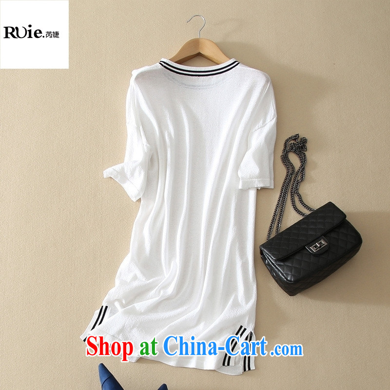 The European site New Products elegance ice silk linen knitting long T pension female side on the truck black-and-white classic female white L, health concerns (Rvie .), and on-line shopping