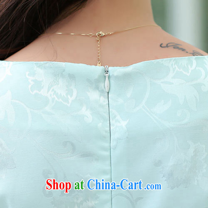 Mrs M land 2015 summer new petal collar inserts drill fashion cheongsam beauty graphics thin blue XXL, Mrs M land (SHUMILIAN), and, on-line shopping