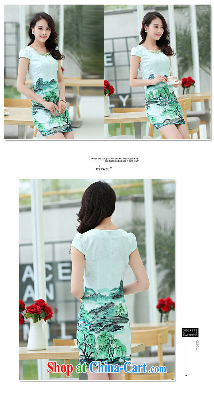 Mrs M, summer 2015 new stylish stamp personalized simple round-neck collar cheongsam green XXL pictures, price, brand platters! Elections are good character, the national distribution, so why buy now enjoy more preferential! Health