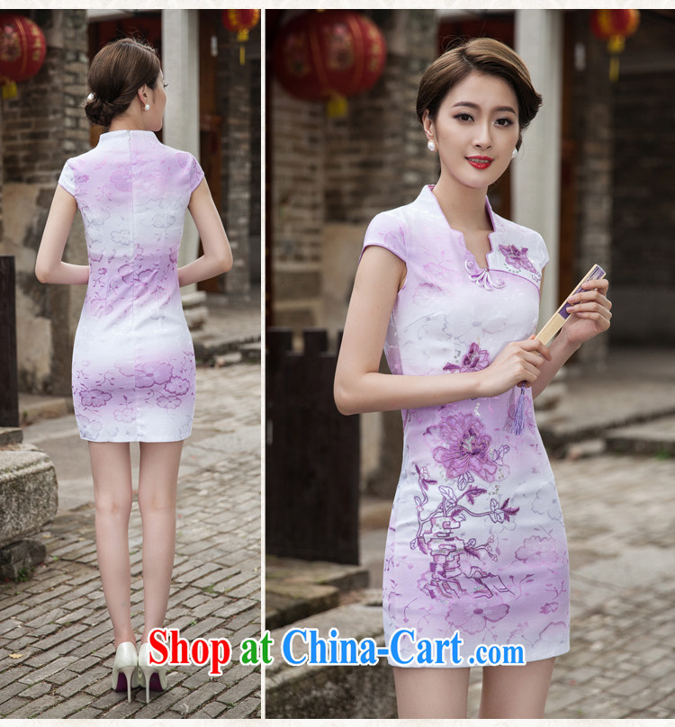 ILELIN summer 2015, female Chinese Tang is improved and stylish lounge beauty daily retro China wind short cheongsam dress party ends style cheongsam violet XXL pictures, price, brand platters! Elections are good character, the national distribution, so why buy now enjoy more preferential! Health