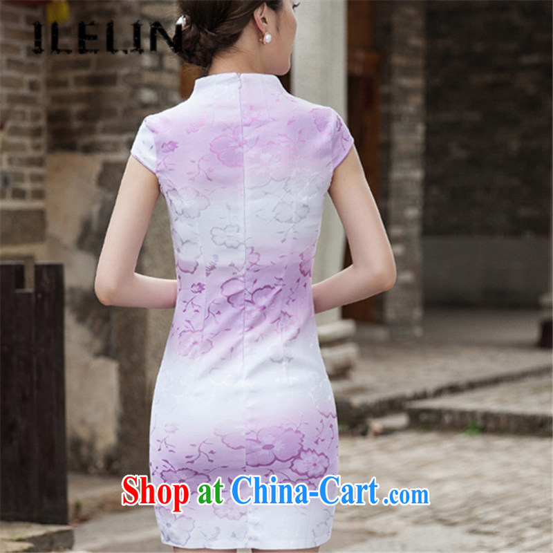 ILELIN summer 2015, female Chinese Tang is improved and stylish lounge beauty daily retro China wind short cheongsam dress party ends style cheongsam violet XXL, ILELIN, shopping on the Internet