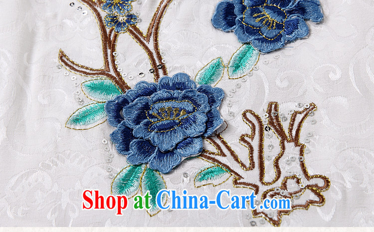 ILELIN 2015 summer stylish Cultivating Female retro daily Chinese improved cheongsam dress high-end embroidery style short, non-truck outfit skirt blue XL pictures, price, brand platters! Elections are good character, the national distribution, so why buy now enjoy more preferential! Health