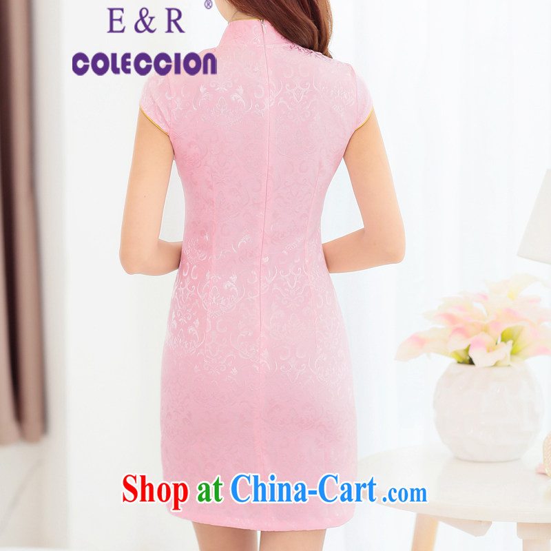 2015 new cheongsam dress Chinese Dress red lace retro improved bridal toast clothing pink XXL, E &R COLECCION, shopping on the Internet