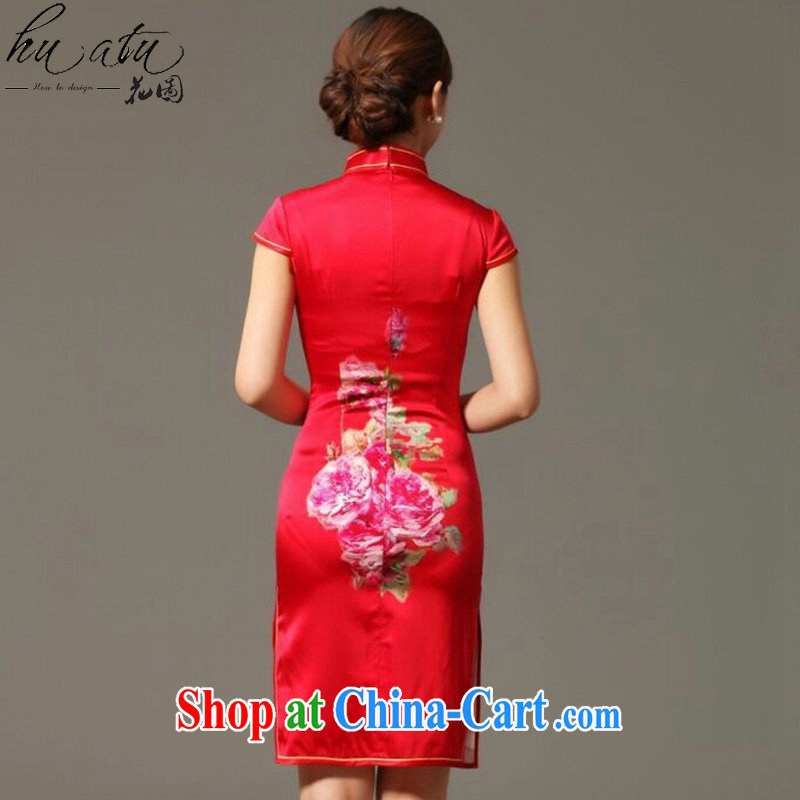 spend the summer new, Ms. dos santos cheongsam silk digital poster stretch elegant back-door bows. Silk Cheongsam shown in Figure 3XL, spend figure, shopping on the Internet