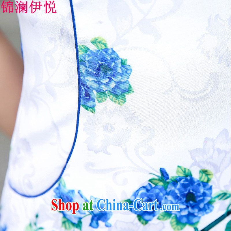 kam world the Hyatt 2015 summer new small fresh robes-skirt with high-end beauty graphics thin retro jacquard short temperament lady blue rose XXL, Kam-world, Yue, and shopping on the Internet