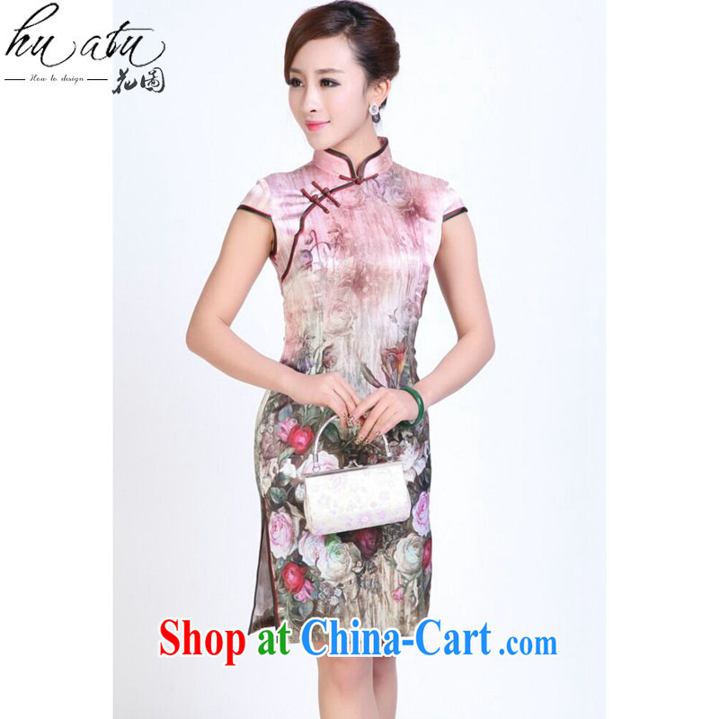 spend the summer dresses, heavy silk digital painting dresses stylish and simple spring sauna short Silk Cheongsam SHOWN IN FIGURE 3XL, figure, and shopping on the Internet
