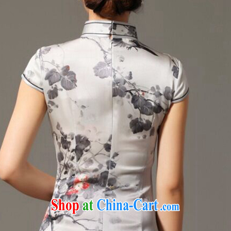 spend the summer new female dresses classic Silk Cheongsam retro classy Magpies bad news sauna Silk Cheongsam SHOWN IN FIGURE 3XL, flowers, and, shopping on the Internet