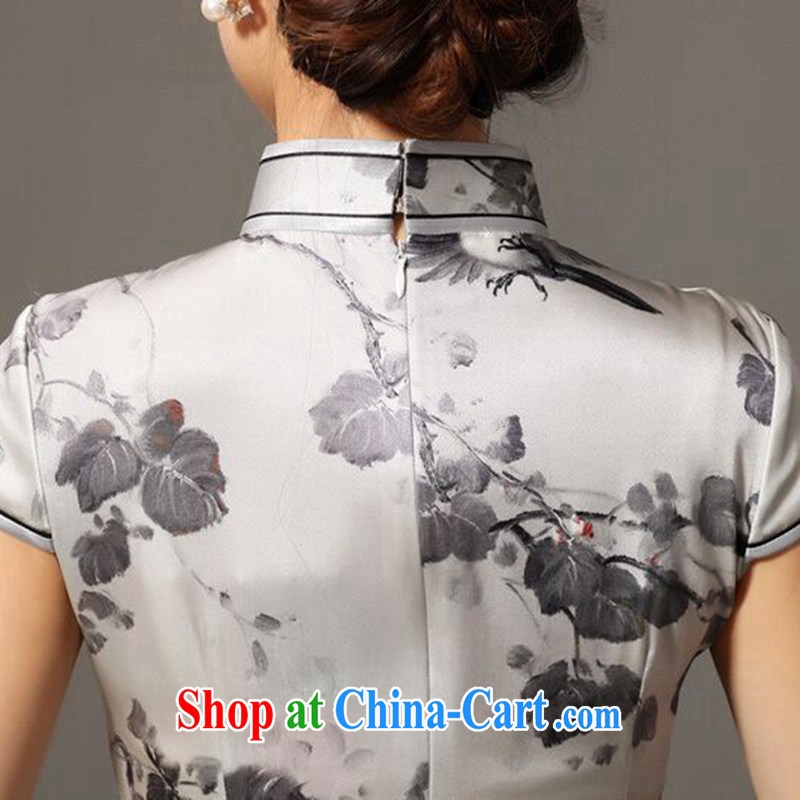 spend the summer new female dresses classic Silk Cheongsam retro classy Magpies bad news sauna Silk Cheongsam SHOWN IN FIGURE 3XL, flowers, and, shopping on the Internet