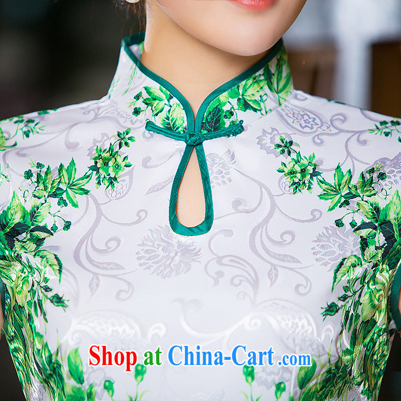 Love spell Fort Lauderdale 2015 new improved summer dresses daily short, retro fashion, style dresses cotton the cheongsam green XXL, love spell Fort, shopping on the Internet