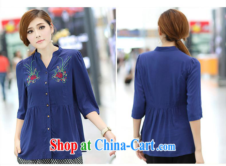 mm thick load fall 2014 New National wind 7 cuff embroidered large code shirt shirt S 1662 blue 5 XL pictures, price, brand platters! Elections are good character, the national distribution, so why buy now enjoy more preferential! Health