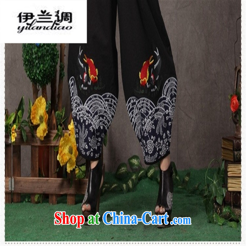 3106 F national style in a new, early spring, linen ladies put lanterns embroidered pants double-fish, code video thin black is in stock, the LAN, and Internet shopping