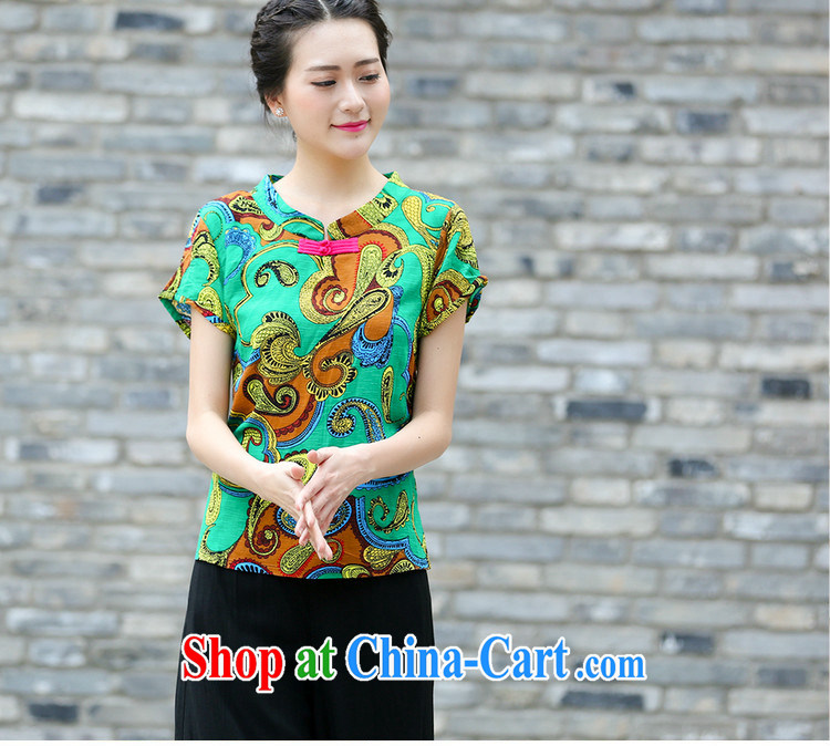 Summer 2015 new middle-aged and older cotton Tang Yau Ma Tei with a short-sleeved T-shirt and stylish lounge middle-aged short-sleeved beauty graphics thin mother with art nouveau ethnic wind female Green 2 XL pictures, price, brand platters! Elections are good character, the national distribution, so why buy now enjoy more preferential! Health