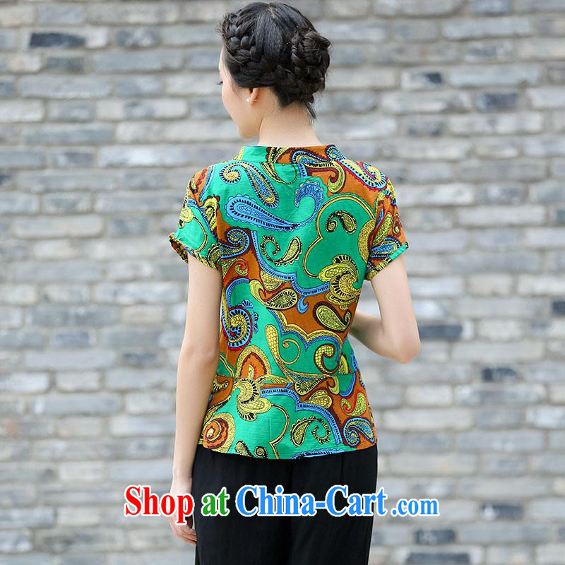 Summer 2015 new, middle-aged and older units the Tang with a short-sleeved T-shirt and stylish lounge middle-aged short-sleeved Sau San video thin mother with art nouveau ethnic wind female Green 2 XL, UYUK, shopping on the Internet