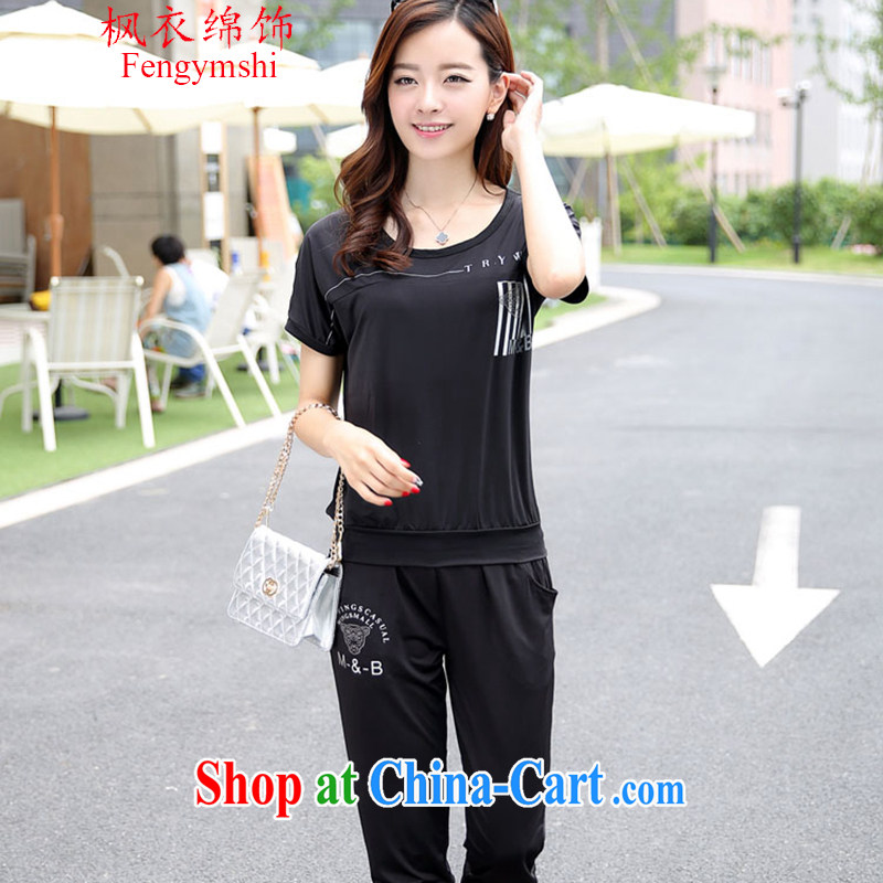 Feng Yi cotton trim 2015 larger female leisure taxi short-sleeve Korean version of the new, two-piece 3010 #BA 1016 light gray 3 XL, Feng Yi cotton ornaments, and shopping on the Internet