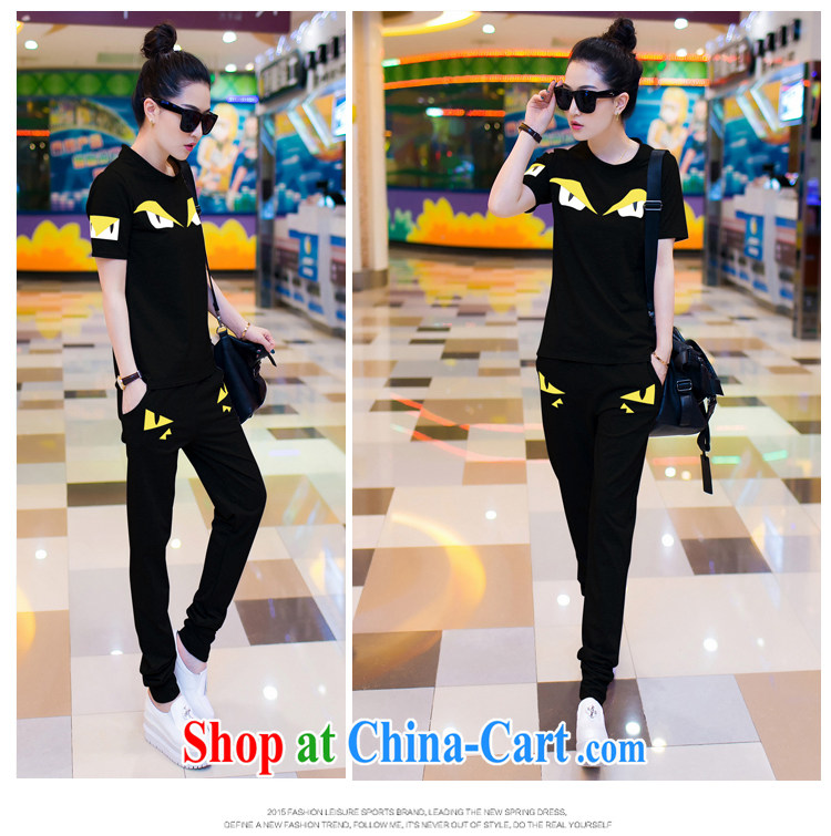 Feng Yi cotton trim 2015 new small monster eyes with round collar shirt T castor pants sweater Kit female summer casual wear B 3302 black . XXL pictures, price, brand platters! Elections are good character, the national distribution, so why buy now enjoy more preferential! Health
