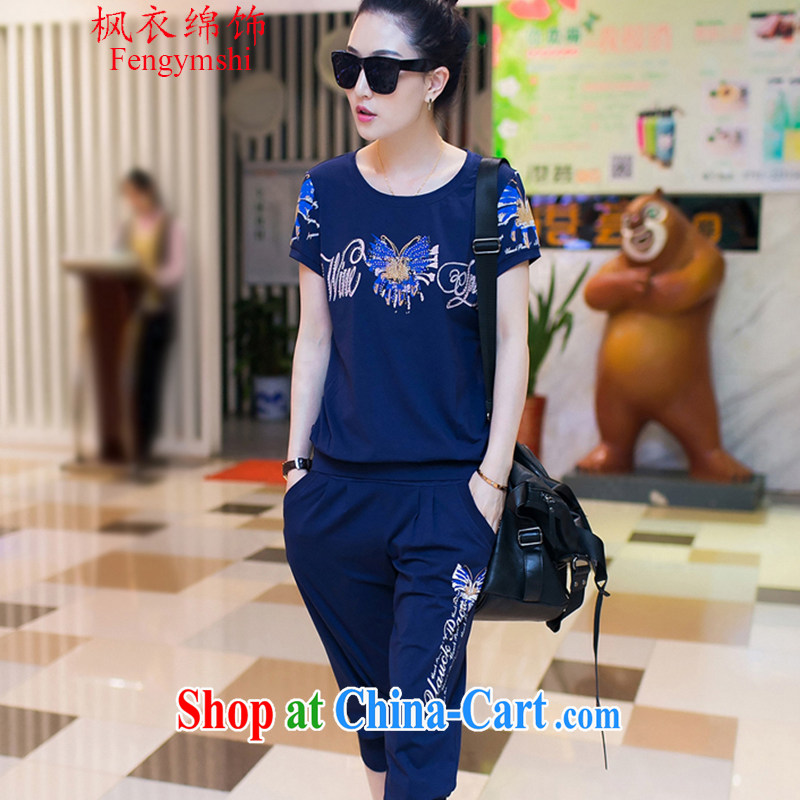 Feng Yi cotton trim new, larger female and stylish short-sleeve two-piece sport and leisure Package Women summer 7 pants B 3302 Gray. XXL, Feng Yi cotton ornaments, and shopping on the Internet