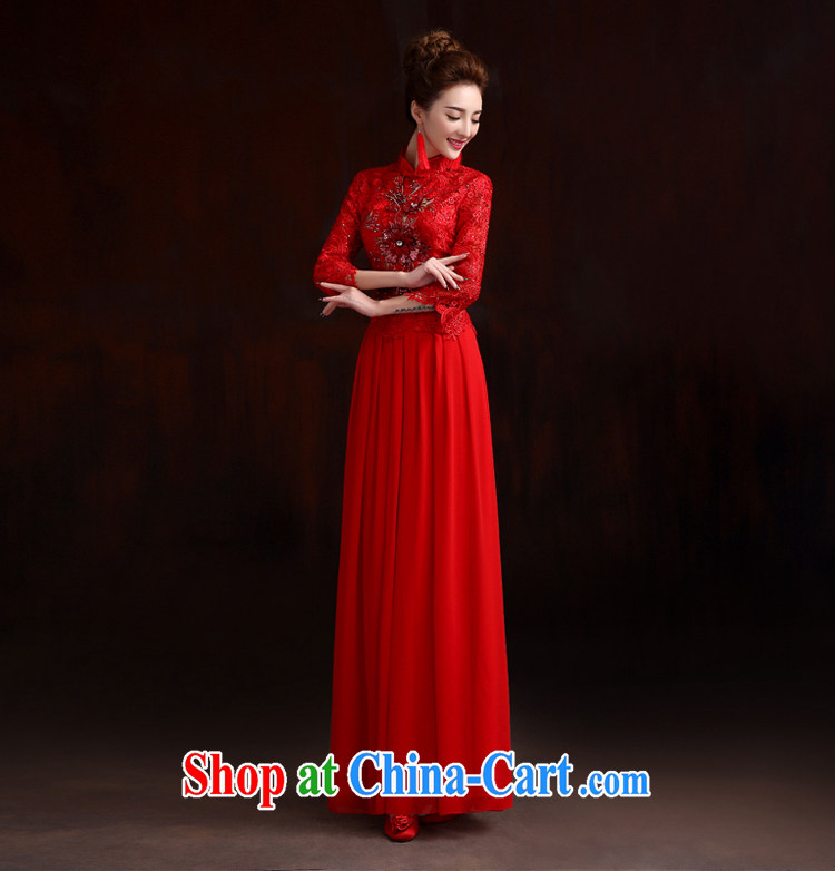 Pure bamboo love yarn bridal toast cheongsam dress, sleeveless embroidered dress long improved cheongsam dress bridal wedding dress retro dresses red XXXL pictures, price, brand platters! Elections are good character, the national distribution, so why buy now enjoy more preferential! Health