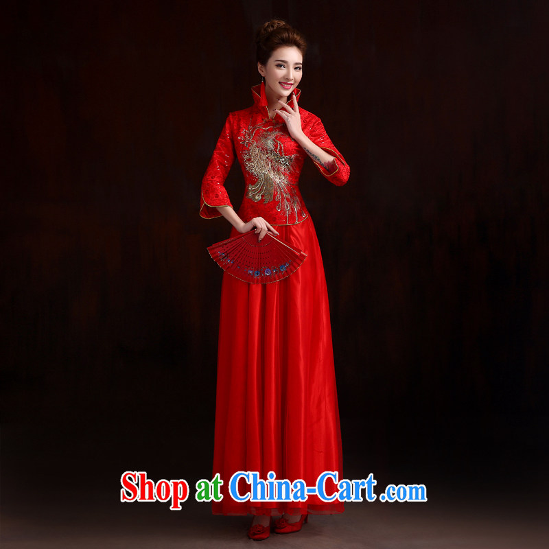 Pure bamboo yarn love 2015 New Classic bridal bridal gown dresses improved standard dresses bridal toast dress 2-piece of embroidery robe red XXXL, pure bamboo love yarn, shopping on the Internet