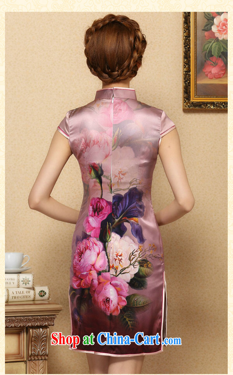 Bin Laden smoke, Ms. dos santos cheongsam Silk Cheongsam Chinese improved, for summer high-end cool and stylish Silk Cheongsam short as the color 2 XL pictures, price, brand platters! Elections are good character, the national distribution, so why buy now enjoy more preferential! Health