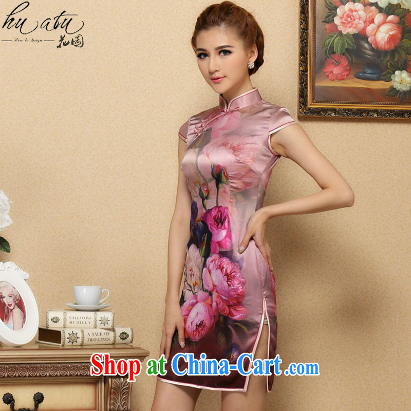 Take the Ms. dos santos cheongsam Silk Cheongsam Chinese improved, for summer high-end cool and stylish Silk Cheongsam short figure color 2 XL, spend figure, shopping on the Internet
