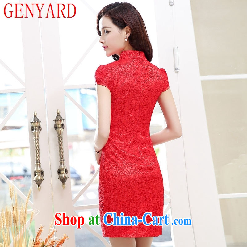 Deloitte Touche Tohmatsu fine beauty store video thin short-sleeved dresses 2015 new female ethnic wind the red cheongsam red XXL, GENYARD, shopping on the Internet