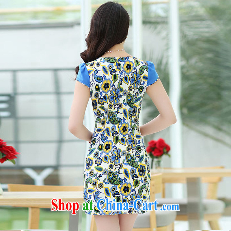 The ki Princess Royal 2015 summer women's clothing new ethnic wind Chinese stamp retro beauty style graphics thin short-sleeved package and cheongsam dress 07 green XXL, Qi, in Dili and Manasseh (Fash - Modi), shopping on the Internet