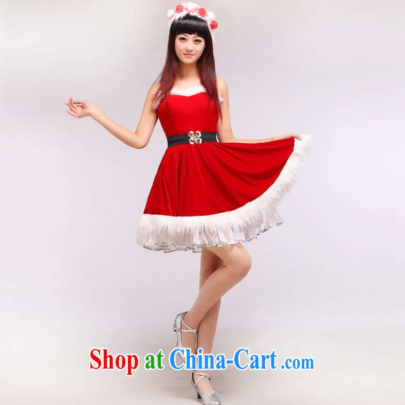 Santa Claus Christmas clothing cosplay performances serving female makeup dance Bar Night dance show red L