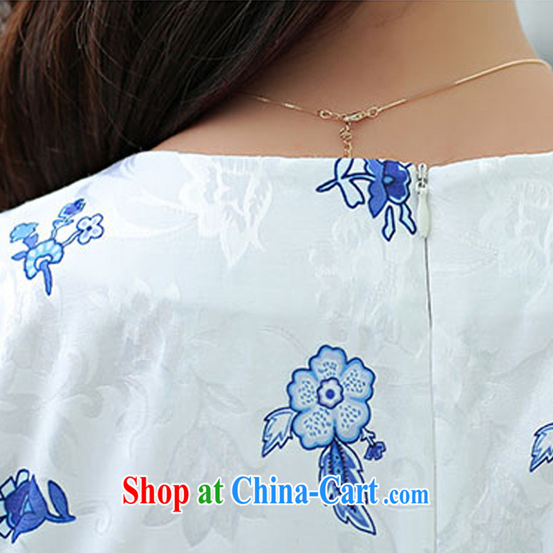 The ki Princess Royal 2015 summer women's clothing new ethnic wind Chinese stamp retro beauty charm graphics thin short-sleeved package and cheongsam dress 03 blue XXL, Qi, in Dili and Manasseh (Fash - Modi), online shopping