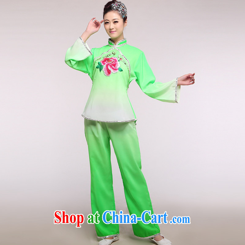 Yangge folk dress female stage costumes dance apparel square dance by performing clothing Fan Dance pink pendants XL, music, and shopping on the Internet