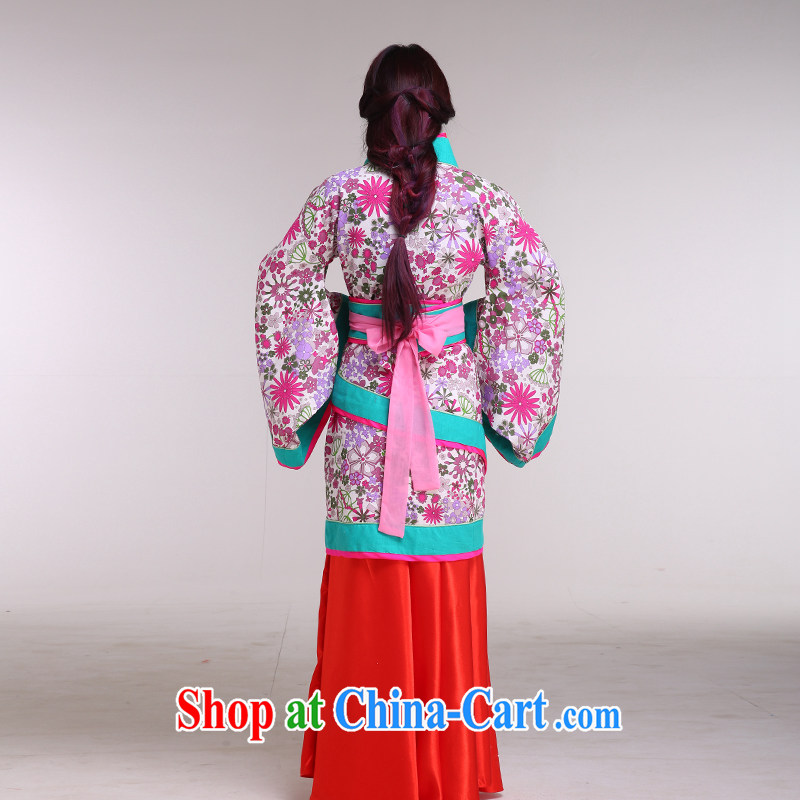 Costumed clothing, clothing women's clothing music were deeply Yi Han Dynasty portrait costumes Princess maid service performance women take the red double-track, served both code and have fun in, and shopping on the Internet